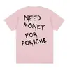 Camiseta de Verão Carta 'Preciso de Dinheiro' Camiseta Divertida, t-shirt Masculina