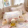 Funda de almohada individual con borde de pompón de dibujos animados de terciopelo de leche para niños, estudiantes, dormitorio, funda individual de franela para almohada de invierno