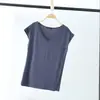 Camiseta de Manga Corta de Modal Primavera Verano para Mujer Coreana Sin Mangas Cuello en V Corte Ajustado Capa Base Versátil Transpirable Verano