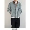 Chaqueta de mezclilla de alta gama estilo americano con bloques de color y solapas para hombre, marca de moda, diseño de nicho, abrigo casual versátil vintage