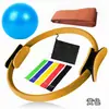 Anillo de fitness para yoga de nueve piezas, anillo elástico de TPE de 25 cm, pelota de yoga, banda elástica, anillo de Pilates, caja de color, bolsa