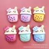 Taza de Té con Leche de Gato Linda de Dibujos Animados Accesorios de Resina para Funda de Teléfono Móvil DIY Agujero para Cuerda de Pasador Hebilla de Zapato Colgante de Joyería