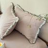 Juego de Ropa de Cama Lavable de Cuatro Piezas de Algodón Crudo de Doble Capa Hilo Estilo Retro Japonés con Volantes de Doble Capa Tridimensional