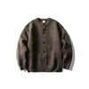 Moda de Rua Cardigan de Tricô Cor Sólida Gola Redonda para Homens e Mulheres Outono Estilo Coreano Tricô Casual de Botão Único Tricô Multicolor