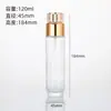 Frasco de Vidro Cosmético com Tampa Dourada Personalizada Frasco Transparente Tipo Pump para Loção Frasco Portátil para Creme Facial Frasco para Decantar Skincare