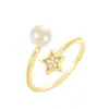 Anillo Arvaleff de Plata S925 Perla de Agua Dulce Natural Anillo de Pentagrama Apertura Ajustable Transfronterizo