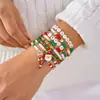 Conjunto de Pulseras de Moda Versátiles Europeas y Americanas Transfronterizas de Aleación Navideña Reno Árbol de Navidad Copo de Nieve Perla Vidrio Cristal
