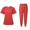 Conjunto de Jogging Multicolor Uniforme de Enfermería Doctor Manga Corta Cuello en V Bolsillo Pantalones Traje de Enfermera traje Médico Clínico