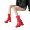 Botas Femininas Novo Estilo Inverno 2026, Estilo Punk, Salto Alto Robusto, Tamanhos Grandes 40-50, Botas de Cano Médio