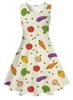 Amazon Verano Impresión Digital 3D de Verduras y Frutas Ropa para Niñas Vestido Fresco sin Mangas Vestido de Princesa para Niñas