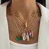 Nuevo Collar Colgante de Concha Colorida con Patrón de Playa Oceánica Cadena para Clavícula de Concha Estilo Vacaciones Nicho Joyería para Mujer