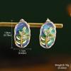 Aretes de Perla Natural Serie de Pinturas al Óleo Van Gogh Monet Color Esmalte Flor Francesa Stud Earrings 925 Verano Sentido de Alta Gama