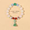 Novo estilo chinês moda nacional estilo antigo fada nicho luz luxo fresco elegante jade lótus pingente cinza ágata agarwood pulseira