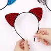 Accesorios coreanos para el cabello: linda diadema con estampado de leopardo y orejas de gato, dulce y súper adorable accesorio para la cabeza de dibujos animados, lindo pasador para selfie, al por mayor de moda
