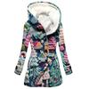 Gabardina para mujer con estampado navideño estilo europeo y americano transfronterizo, abrigo con capucha engrosado nuevo de invierno 2023, venta al por mayor