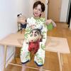 Pijama Infantil Macacão Meninos 2025 Novo Verão Fino Algodão Puro Manga Curta Roupa de Casa para Meninos para o Verão