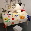 Toalha de Mesa Desenho Animado, Sem Lavagem, Impermeável, À Prova de Óleo, Resistente ao Calor, Estilo Dopamina Creme, Toalha de Mesa Retangular, Protetor de Mesa, Chá