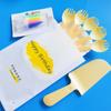 Plato Desechable para Pastel Set de Vajilla para Pastel de Cumpleaños Plato de Papel con Tenedor Ondulado Plato Desechable para Postre Picnic de Primavera
