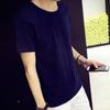 Camiseta de manga corta para hombre, color liso, simple, de manga corta, de puesto, camiseta, sangre, todo blanco, todo negro, de media manga, fina, ropa corta para hombre