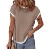 Estación Independiente Transfronteriza Europea y Americana para Mujeres 2025 Verano Nuevo Casual Contraste Camiseta Cuello Redondo Tejido Trenzado Top para Mujeres