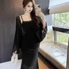 Chica Caliente Deseo Puro Pequeño Sexy Encaje Morado Empalme Tirantes Cola de Pez Corte Delgado Cubre Cadera Protección Solar Cárdigan Conjunto de Dos Piezas