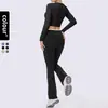Conjunto de roupas europeu e americano de secagem rápida para mulheres petites, conjunto para esportes ao ar livre, Pilates, yoga, fitness, com manga longa e calça comprida