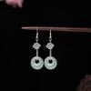 Aretes retro con hebilla de seguridad plata antigua cortos estilo étnico nicho temperamento aretes de loto cheongsam joyería para la oreja