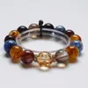 Pulsera Intensa y Vibrante de Cristal Natural con Ágata Amarilla y Obsidiana para Mujer, Pulsera Versátil de Regalo al por Mayor