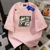 Camiseta de manga corta de algodón puro con diseño de letras de marca de moda estilo americano para mujer, top pesado informal estilo ins para primavera y verano, para parejas