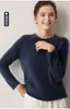 Suéter para Mujer 100% Cachemira Pura Otoño/Invierno Nuevo Cuello Redondo Borde Enrollado Manga Larga Jersey Suéter Base de Punto de Moda