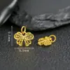 Pingente Acessório Flor Vazada Borboleta Estilo Antigo Banhado a Ouro Prata de Lei S925 Integral Acessório de Charme Pequeno Joias Artesanais DIY