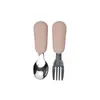 Acero Inoxidable 304 Antiescaldante Antideslizante Mango Corto Mango de Silicona Bebé Autoalimentación Bebé Aprendiendo a Comer Cuchara de Entrenamiento