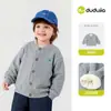 Jaqueta Dudu infantil com forro de fleece, suéter de tricô de inverno para meninos, blusa para meninas, cardigã, roupas de inverno, vestuário infantil, roupas de bebê
