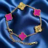 Moda Transfronteriza Más Vendido Lujo Acero Inoxidable Doble Cara Corte Láser Trébol de Cuatro Hojas Pulsera de Nácar, Joyería que No se Desvanece, Lujo Ligero