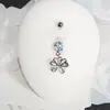 Anillo para Ombligo con Colgante de Mariposa Popular Incrustado de Diamantes Transfronterizo Acero Inoxidable/Titanio Joyería para Piercing de Ombligo Venta Directa de Fábrica al por Mayor