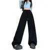 Em Estoque Calça Jogger Feminina Estilo Americano Cintura Alta Draping Perna Larga Outono Inverno Solta Emagrecedora Comprimento Total Esportiva Casual Versátil Calça Longa