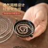 Quemador de incienso pequeño con patrón de nube, marco de malla circular de acero inoxidable, con soporte para incienso incorporado, almohadilla de algodón ignífuga, soporte para varillas de incienso, soporte de metal ignífugo para incienso