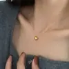 Colar de Aço Inoxidável Elegante Compacto Coração Tridimensional Aço Titânio para Mulheres, Corrente de Clavícula Fashion Nova, Joia Minimalista de Luxo Leve