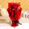 Día de San Valentín Nuevo Ramo de Jabón Azul Hielo de 7 Rosas con Ramo de Gypsophila, Regalo de Cumpleaños para Novio/Novia