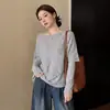 Ano Estilo Preguiçoso Cinza Manto Xale Tricô Feminino Outono Falso Duas Peças Comprimento Médio Super Bonito Top