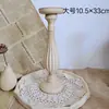 Portavelas de estilo europeo transfronterizo Portavelas de madera retro Adornos decorativos de base blanca en blanco Estilo ins para fotografía de casa de huéspedes