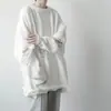 Suéter Branco Pesado Rasgado Estilo High Street para Homens, Estilo Preguiçoso de Casal Hip-Hop Marca Tendência Malha Desgastada Solta