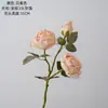 Suoji Fabricante de Flores Artificiales de Rosa de 3 Cabezas Flores Falsas Plantas Verdes Decoración de Bodas Manualidades Pared de Flores de Rosa Ramo de Mano