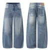 Muxi Roupas Marca Tendência Estilo Americano Cleanfit Lavado Vintage Solto Versátil Calça Cimitarra Jeans High Street para Homens