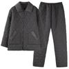 Pijama para Hombre Invierno Forro Polar Coral Tres Capas Acolchado con Plumón Espesado Ropa de Casa Franela Otoño e Invierno para Hombre