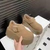 Zapatos Birkenstock de felpa con suela gruesa para mujer, nuevos mocasines vintage sin cordones otoño e invierno 2026, zapatos de algodón Birkenstock de doble uso que aumentan la altura