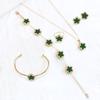 Conjunto de cinco piezas de collar, pendiente, pulsera, anillo y pulsera de trébol de cuatro hojas con flor de ciruelo fritilaria de doble cara CDD, suministro de comercio exterior