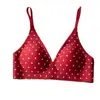 Conjunto de Lingerie de Bolinhas Vermelhas de Natal para Mulheres, Estilo Fino, Seio Pequeno, Sem Fio, Confortável, Sem Costura, Suporte Macio, Sutiã do Ano do Zodíaco