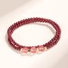 Pulsera de granate real rojo vino natural para mujer, cristal de fresa, cuentas de transferencia, joyería para mujer, multicírculo, multicapa, pulsera de cristal al por mayor