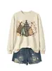 Amazon eBay loja independente moda casual feminina seis árvore de Natal estampa de leopardo marrom xadrez preto e branco moletom para exportação